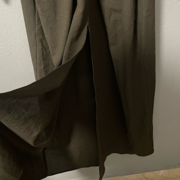 NWT Zara wool blend gathered dress with long sleeves. Dark olive/brown. Small - Picture 12 of 14